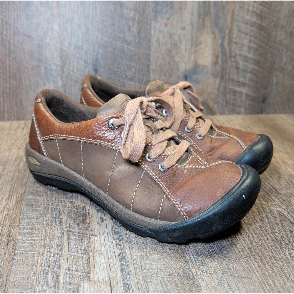 Keen Presidio Sneakers Lace Up Leather Outdoor Hiking Walking Womens Sz 8 Brown